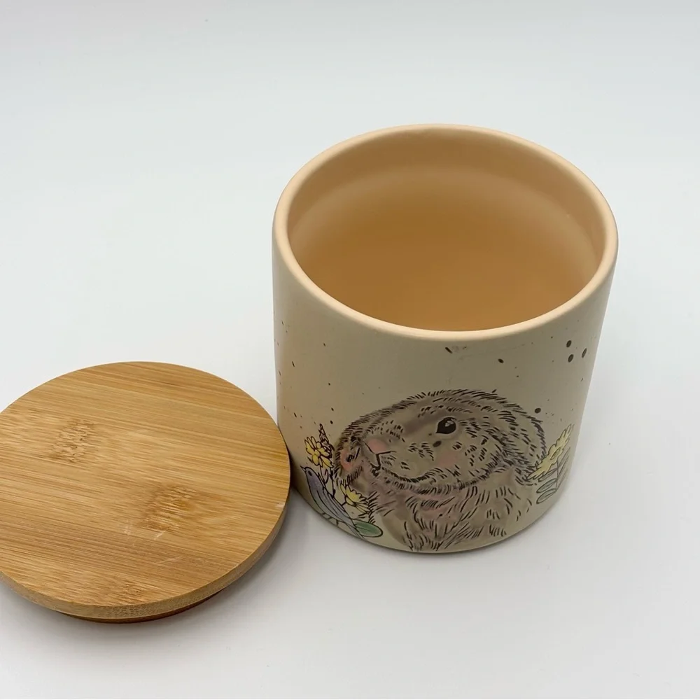 Charming Bunny Storage Jar with Bamboo‎ Lid - Tan